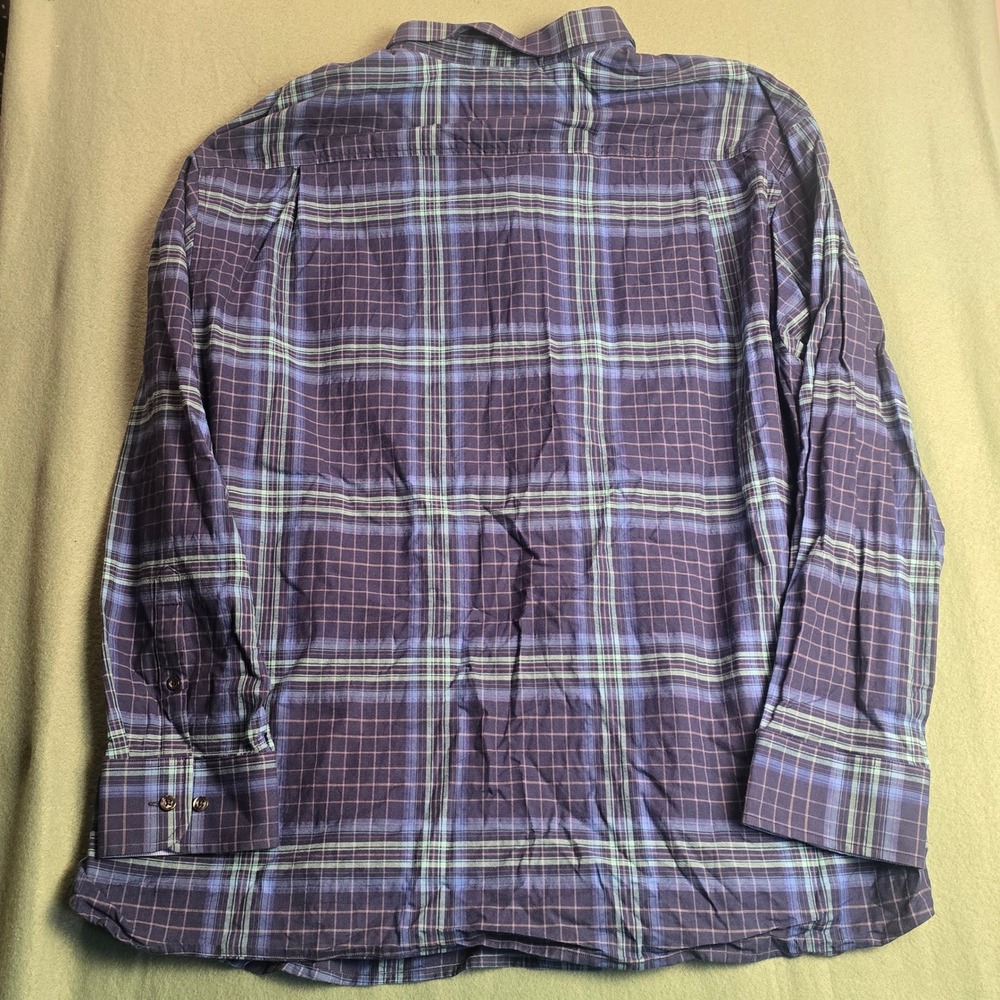 Tommy Bahama Mens 2XLB Big Silk Blend Plaid Long Sleeve Button Down Shirt Navy - Picture 2 of 11